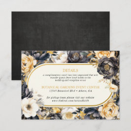 Peonies Zwart Wit & Goud Trouwruimte Kaart