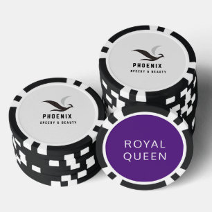 PEONIX ROYAL QUEEN PAARSE LUXE BRUILOFT PARTIJ POKER CHIPS