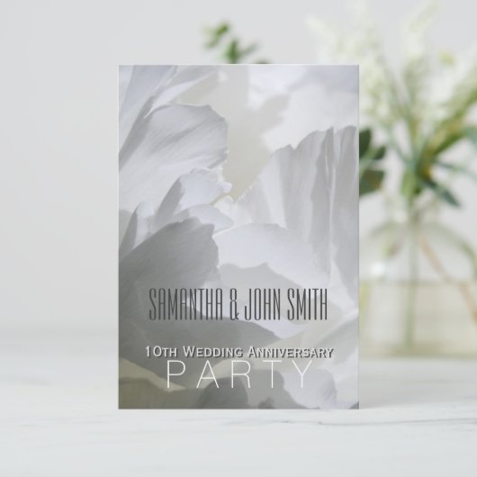 Peony 10th Wedding Jubileum Party Uitnodiging 1 (Staand voorkant)