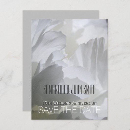 Peony 10th Wedding Jubileum Save the Date 1 Aankondigingskaart (Voorkant / Achterkant)