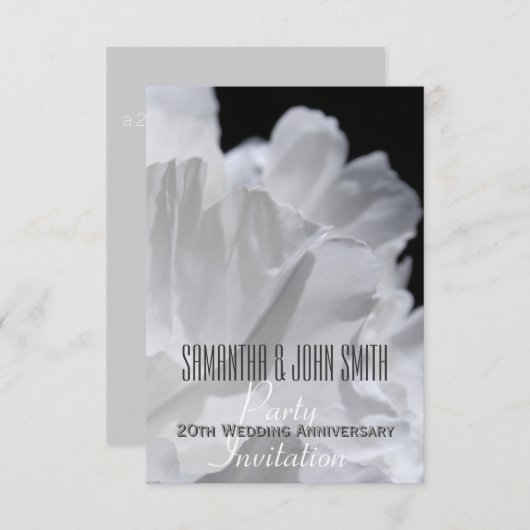 Peony 20th Wedding Jubileum Party Uitnodiging 2 (Voorkant / Achterkant)
