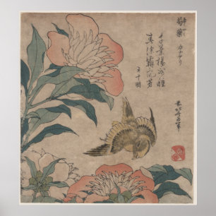 Peony and Canary by Katsushika Hokusai Poster