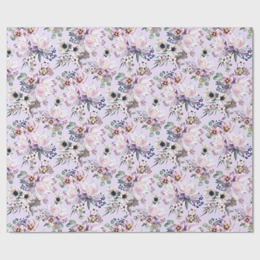 Peony Anemone Hellebore Eucalyptus Orchidee Roze Cadeaupapier (Vlak)