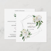 *~* PEONY AR15 Floral QR RSVP Lijst Wedding Kaart (Voorkant / Achterkant)