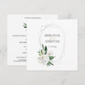 *~* PEONY AR15 QR RSVP Floral Lijst Wedding Kaart (Voorkant / Achterkant)