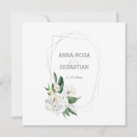 *~* PEONY AR15 QR RSVP Floral Lijst Wedding Kaart (Voorkant)