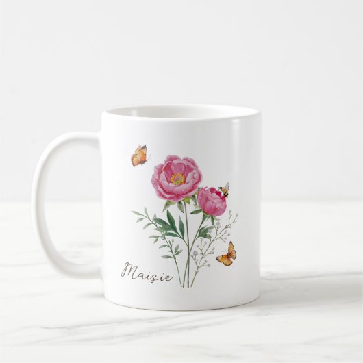 Peony Birth Month Flower Koffiemok (Links)