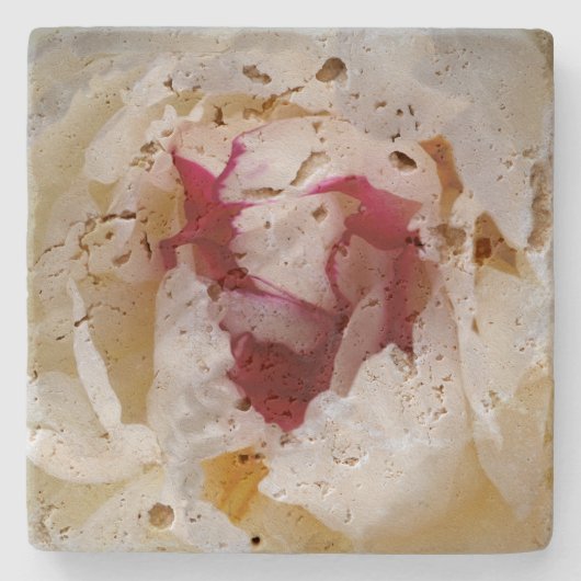 Peony-bladen Stenen Onderzetter (Voorkant)