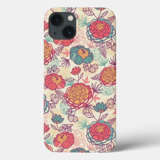 Peony-bloemen en -bladeren Case-Mate iPhone case (Achterkant)