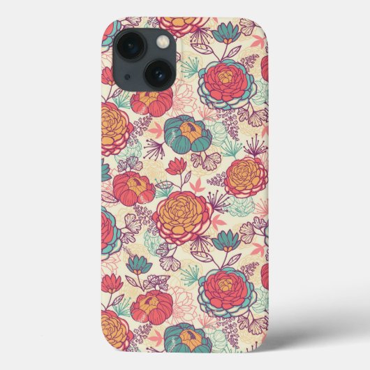 Peony-bloemen en -bladeren Case-Mate iPhone case (Achterkant)
