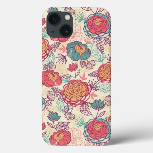 Peony-bloemen en -bladeren Case-Mate iPhone case (Achterkant)