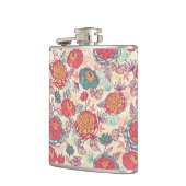 Peony-bloemen en -bladeren heupfles (Links)