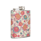 Peony-bloemen en -bladeren heupfles (Rechts)