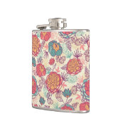 Peony-bloemen en -bladeren heupfles (Links)