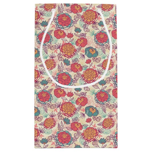 Peony-bloemen en -bladeren klein cadeauzakje (Achterkant)