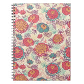 Peony-bloemen en -bladeren notitieboek (Voorkant)