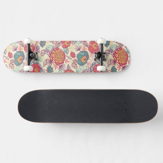 Peony-bloemen en -bladeren persoonlijk skateboard (Horizontaal)
