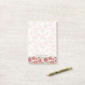 Peony-bloemen en -bladeren post-it® notes (Op bureau)