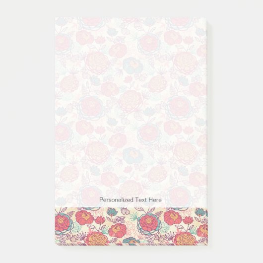 Peony-bloemen en -bladeren post-it® notes (Voorkant)