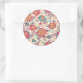 Peony-bloemen en -bladeren ronde sticker (Tas)