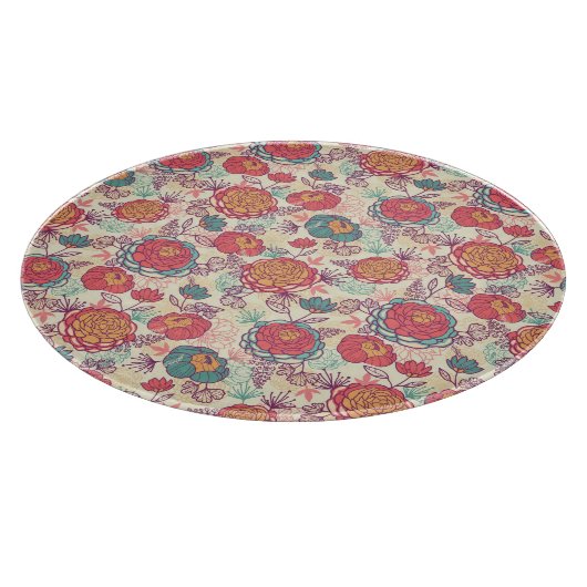 Peony-bloemen en -bladeren snijplank (Hoek)