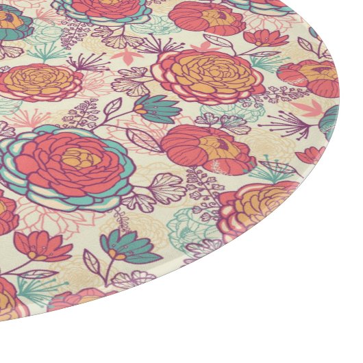 Peony-bloemen en -bladeren snijplank (Hoek)