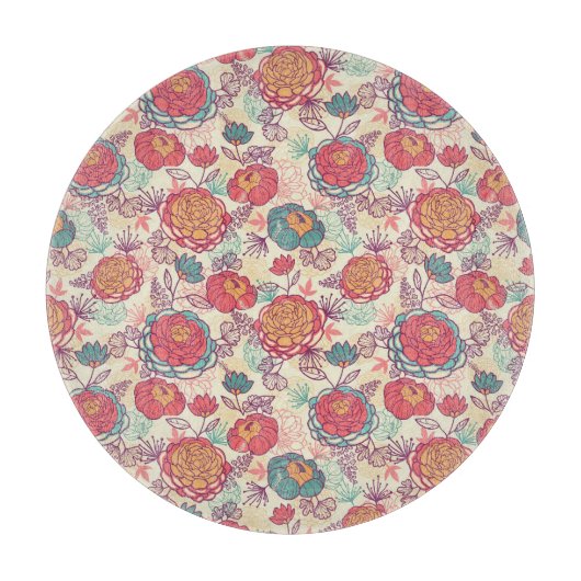 Peony-bloemen en -bladeren snijplank (Voorkant)