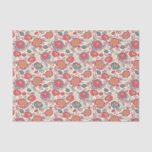 Peony-bloemen en -bladeren tissuepapier (Voorkant)