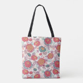 Peony-bloemen en -bladeren tote bag (Achterkant)