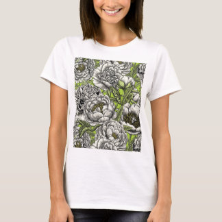 Peony-bloemen en -moten t-shirt