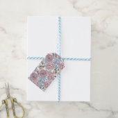 Peony-bloemen en -vogels cadeaulabel (Met Touw)