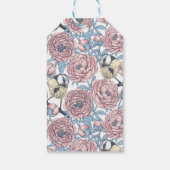 Peony-bloemen en -vogels cadeaulabel (Achterkant)