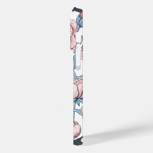 Peony-bloemen en -vogels Case-Mate iPhone case (Achterkant / Links)