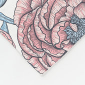 Peony-bloemen en -vogels fleece deken (Hoek)