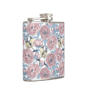 Peony-bloemen en -vogels heupfles (Rechts)