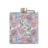 Peony-bloemen en -vogels heupfles (Achterkant)