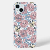Peony bloemen en vogels Hoesje-Mate iPhone case (Achterkant)