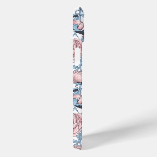 Peony bloemen en vogels Hoesje-Mate iPhone case (Achterkant / Rechts)