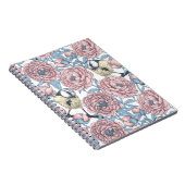 Peony-bloemen en -vogels notitieboek (Rechterzijde)