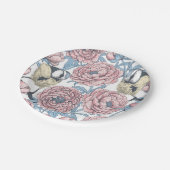 Peony-bloemen en -vogels papieren bordje (Gekanteld)