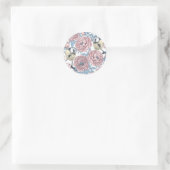 Peony-bloemen en -vogels ronde sticker (Tas)