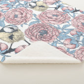 Peony-bloemen en -vogels sherpa deken (3/4)