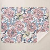 Peony-bloemen en -vogels sherpa deken (Voorkant (horizontaal))