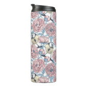 Peony-bloemen en -vogels thermosbeker (Geroteerd rechts)