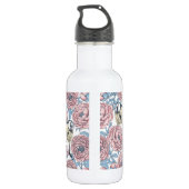 Peony-bloemen en -vogels waterfles (Achterkant)