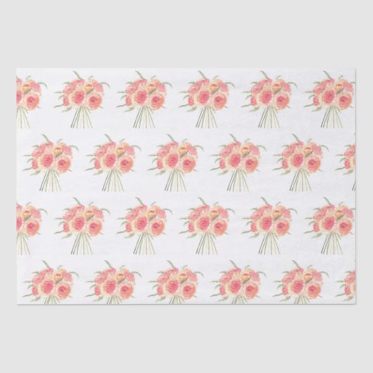 Peony bloemen pastel Waterverf rustige bruiloft Tissuepapier (Voorkant)