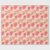 Peony bloemen pastel Waterverf rustige bruiloft Wr Cadeaupapier (Vlak)