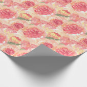 Peony bloemen pastel Waterverf rustige bruiloft Wr Cadeaupapier (Hoek)