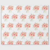 Peony bloemen pastel Waterverf rustige bruiloft Wr Cadeaupapier (Vlak)