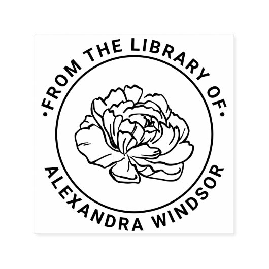  Peony Bloom Blossom Library Boeknaam Zelfinktende Stempel (Design)